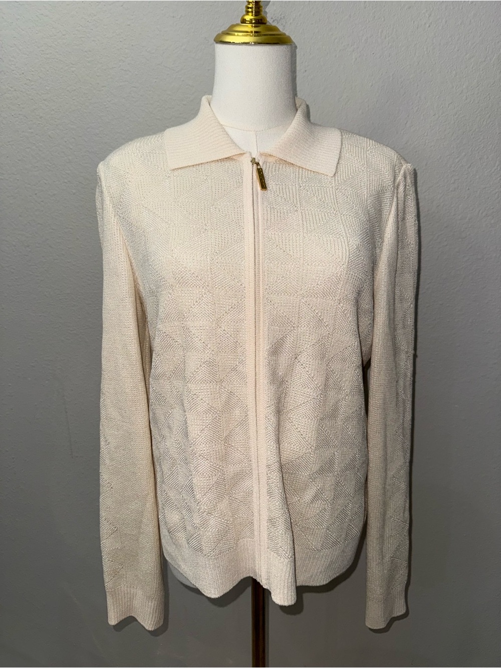 Vintage St. John Yellow Label Cream Knit Top & Sweater 2 Piece SET Knit in USA S